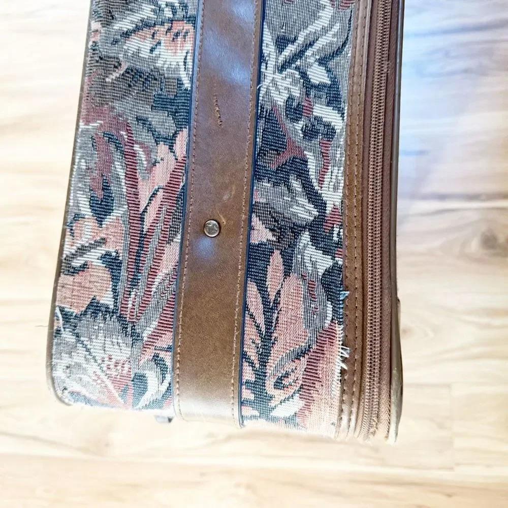 GIVENCHY | Vintage Large Rolling Carpet Luggage Floral Feather Foliage Tapestry